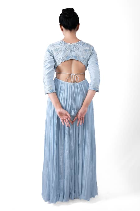 Pooja Kankariya Florence Embroidered Accordion Pleated Gown With Dupatta 