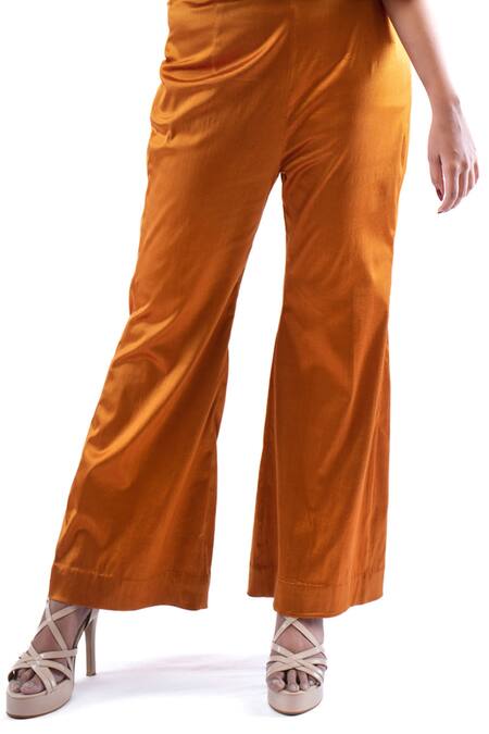 Pooja Kankariya Orange Organza, Lycra Sweetheart Neck Solid Pleated Bustier With Pant at Aza Fashions Pooja Kankariya_Orange Organza, Lycra Sweetheart Neck Solid Pleated Bustier With Pant _at_Aza_Fashions