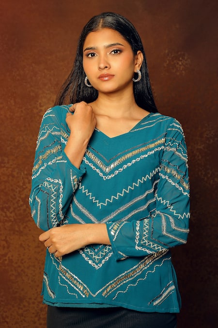 Pooja Kankariya Bead Sequin Embellished Top 