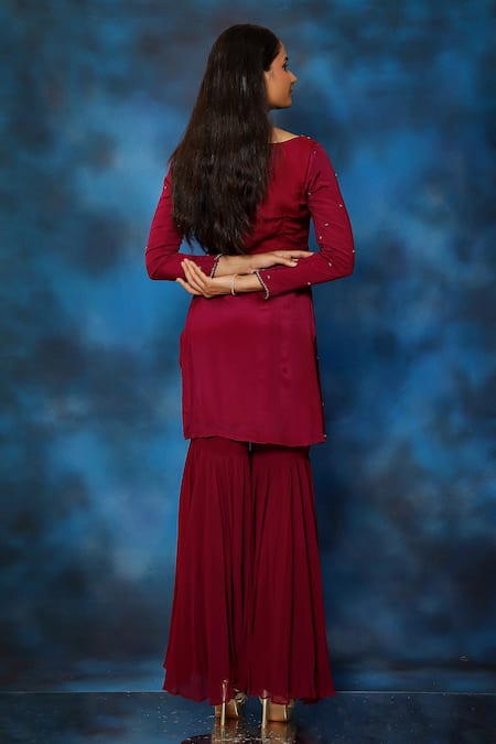 Pooja Kankariya Pearl Embellished Kurta Gharara Set 