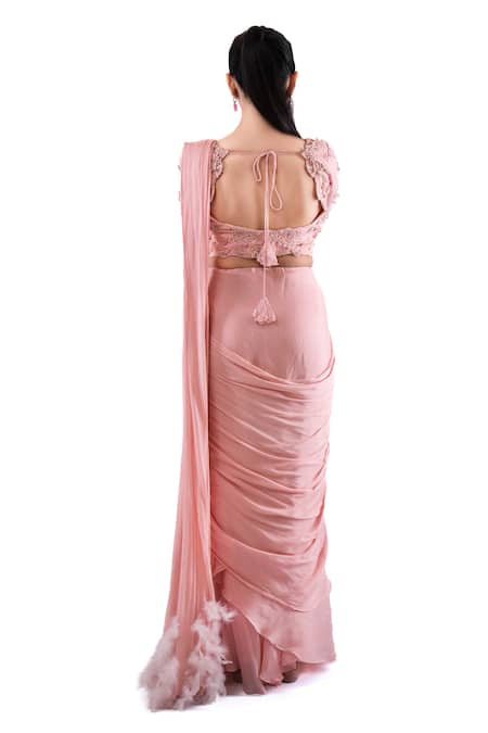 Pooja Kankariya Pre-Draped Concept Skirt Saree With Floral Embellished Blouse 