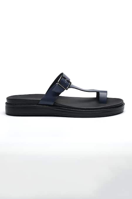 Nidhi Bhandari_Black Leather Belted Strap Flats _Online_at_Aza_Fashions
