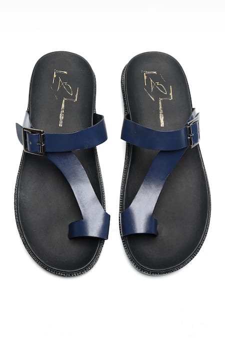 Shop_Nidhi Bhandari_Black Leather Belted Strap Flats _at_Aza_Fashions