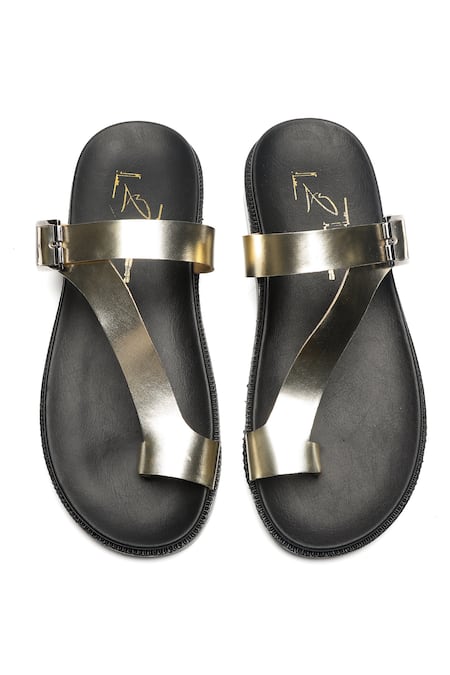 Nidhi Bhandari Metallic Belted Strap Flats 