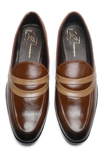 Shop_Nidhi Bhandari_Brown Contrast Upper Moccasins _at_Aza_Fashions