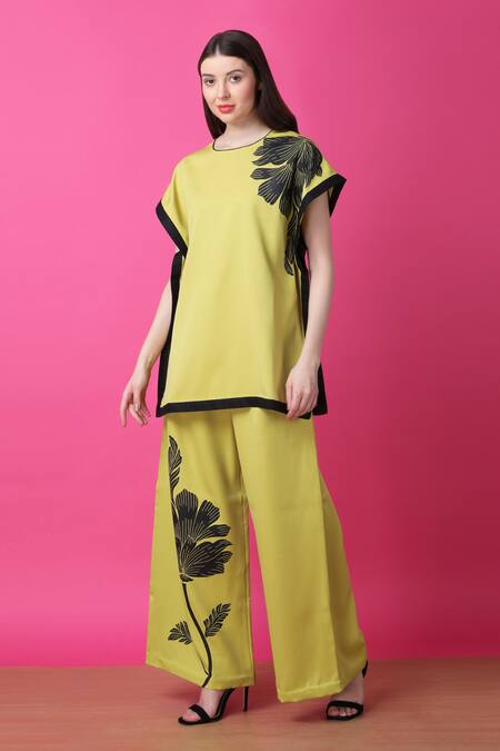 Buy Manish Nagdeo Green Crepe Embroidery Round Neck Floral Burst Print Kaftan With Pant Buy_Manish Nagdeo_Green Crepe Embroidery Round Neck Floral Burst Print Kaftan With Pant