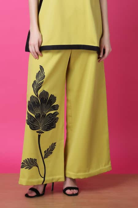 Shop Manish Nagdeo Green Crepe Embroidery Round Neck Floral Burst Print Kaftan With Pant Shop_Manish Nagdeo_Green Crepe Embroidery Round Neck Floral Burst Print Kaftan With Pant