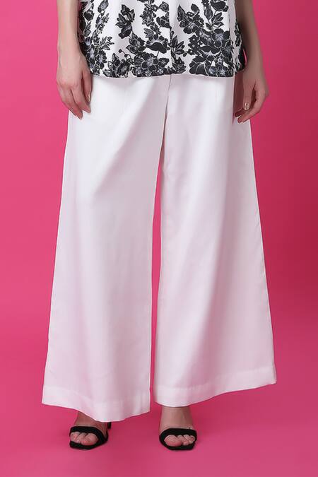 Buy Manish Nagdeo White Crepe Embroidery Floral Print Top And Wide Leg Pant Set For Kids Online at Aza Fashions Buy_Manish Nagdeo_White Crepe Embroidery Floral Print Top And Wide Leg Pant Set For Kids_Online_at_Aza_Fashions