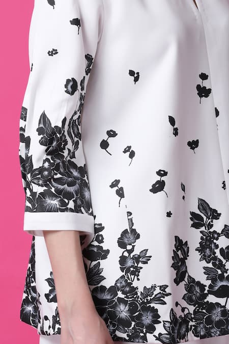 Shop Manish Nagdeo White Crepe Embroidery Floral Print Top And Wide Leg Pant Set For Kids Online at Aza Fashions Shop_Manish Nagdeo_White Crepe Embroidery Floral Print Top And Wide Leg Pant Set For Kids_Online_at_Aza_Fashions