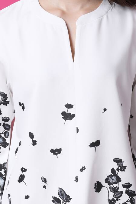 Buy Manish Nagdeo White Crepe Embroidery Floral Print Top And Wide Leg Pant Set For Kids Buy_Manish Nagdeo_White Crepe Embroidery Floral Print Top And Wide Leg Pant Set For Kids