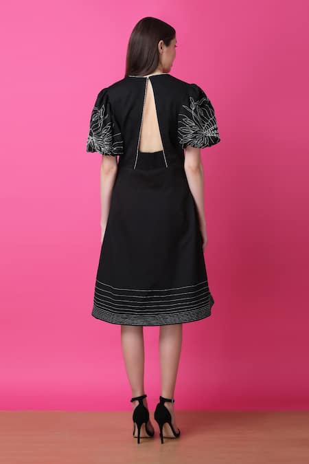 Manish Nagdeo Floral Embroidered A-line Dress For Kids