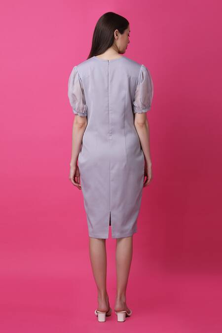 Shop_Manish Nagdeo_Purple Crepe Embroidery Open Neck Mystic Lotus Print Dress _at_Aza_Fashions