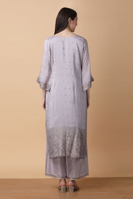 Manish Nagdeo Lilac Sequin Embroidered Kurta Set For Kids