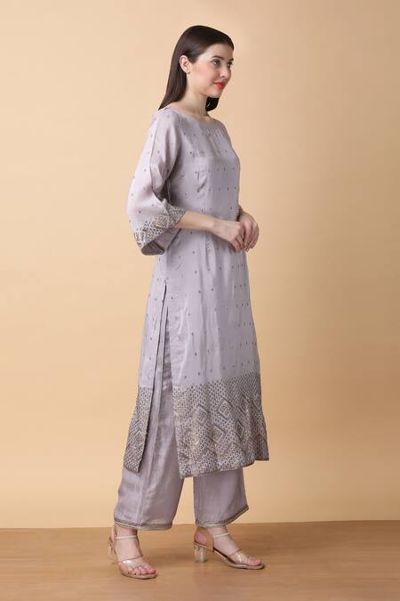 Manish Nagdeo Purple Silk, Organza Sequins Lilac Embroidered Kurta Set For Kids Online at Aza Fashions Manish Nagdeo_Purple Silk, Organza Sequins Lilac Embroidered Kurta Set For Kids_Online_at_Aza_Fashions