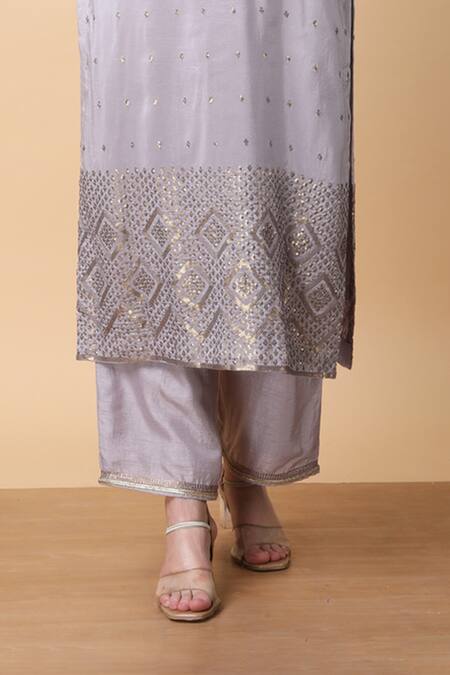 Shop Manish Nagdeo Purple Silk, Organza Sequins Lilac Embroidered Kurta Set For Kids Online at Aza Fashions Shop_Manish Nagdeo_Purple Silk, Organza Sequins Lilac Embroidered Kurta Set For Kids_Online_at_Aza_Fashions