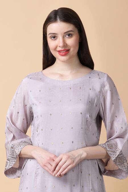 Manish Nagdeo Purple Silk, Organza Sequins Lilac Embroidered Kurta Set For Kids at Aza Fashions Manish Nagdeo_Purple Silk, Organza Sequins Lilac Embroidered Kurta Set For Kids_at_Aza_Fashions