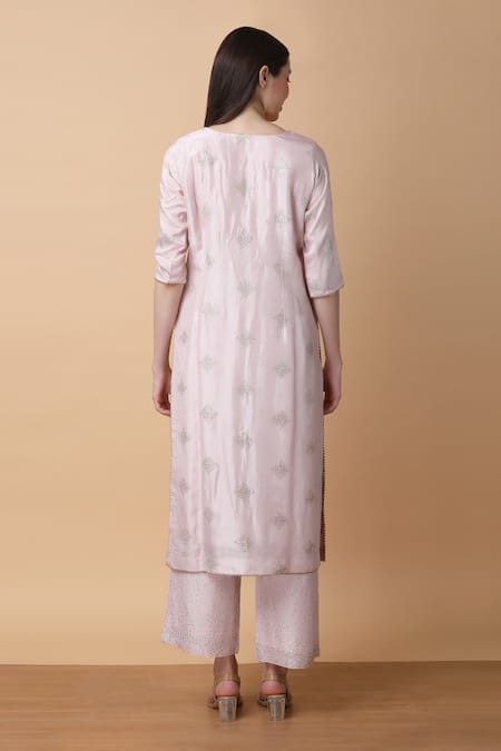 Manish Nagdeo Gota Embroidered Kurta & Palazzo Set For Kids