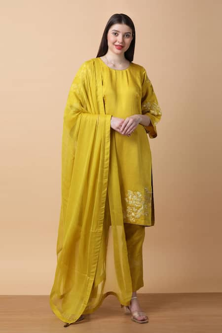 Manish Nagdeo Floral Dori Embroidered Kurta & Pant Set 