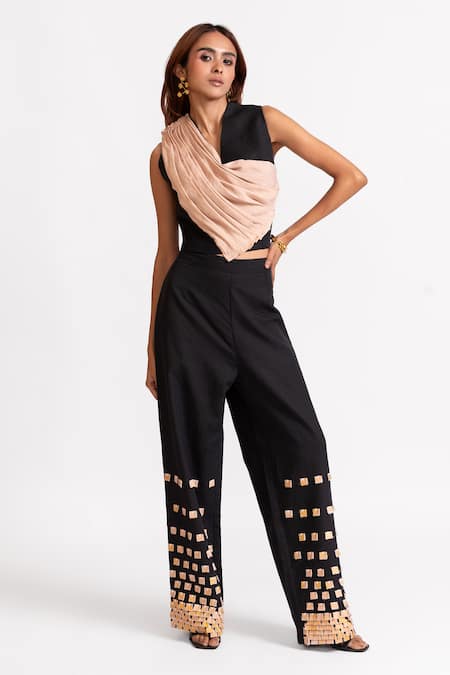 RIVI Champagne Chic Draped Top With Pant 