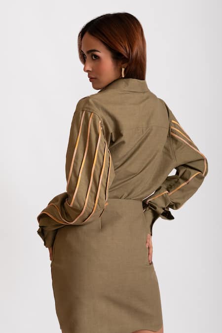 Rivi Liquid Lusture Shirt With Skirt 