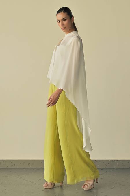 Buy Somya Goyal Green Spandex, Microfiber, Polyester Solid Kaftan Top Flared Trouser Set Online at Aza Fashions Buy_Somya Goyal_Green Spandex, Microfiber, Polyester Solid Kaftan Top Flared Trouser Set_Online_at_Aza_Fashions