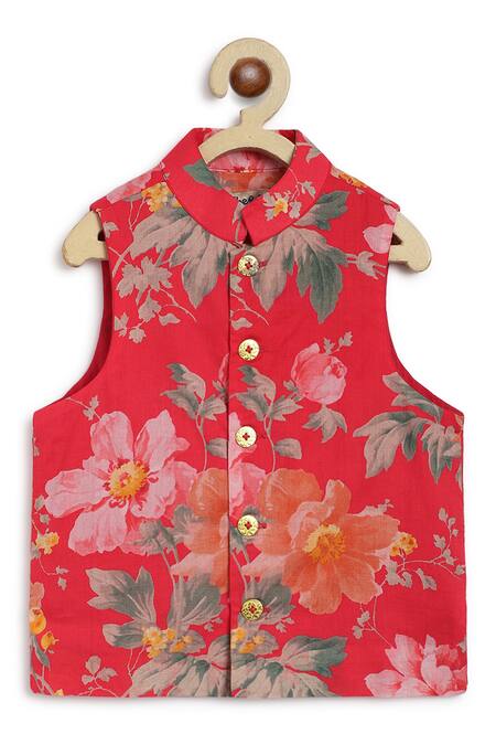 Tiber Taber Cream Cotton Floral Printed Bundi And Kurta Set at Aza Fashions Tiber Taber_Cream Cotton Floral Printed Bundi And Kurta Set _at_Aza_Fashions