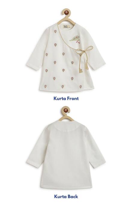 Buy_Tiber Taber_White Cotton Embroidery Krishna Magic Kurta Pyjama Set _Online_at_Aza_Fashions