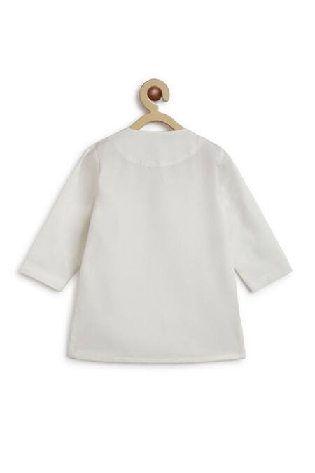 Shop_Tiber Taber_White Cotton Embroidery Krishna Magic Kurta Pyjama Set _Online_at_Aza_Fashions