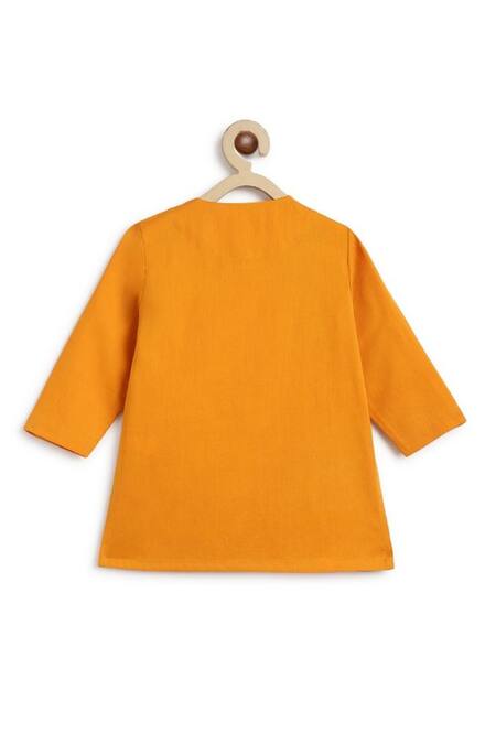 Tiber Taber Yellow Cotton Embroidery Dhanush Baan Kurta Pyjama Set at Aza Fashions Tiber Taber_Yellow Cotton Embroidery Dhanush Baan Kurta Pyjama Set _at_Aza_Fashions