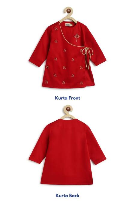 Buy Tiber Taber Red Cotton Embroidery Jai Shri Ram Kurta And Pyjama Set Online at Aza Fashions Buy_Tiber Taber_Red Cotton Embroidery Jai Shri Ram Kurta And Pyjama Set _Online_at_Aza_Fashions