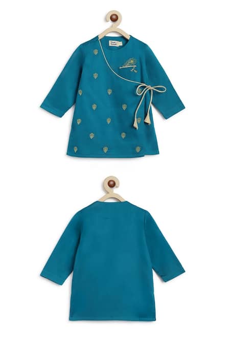 Shop Tiber Taber Blue Cotton Embroidery Divine Flute Kurta And Dhoti Pant Set Online at Aza Fashions Shop_Tiber Taber_Blue Cotton Embroidery Divine Flute Kurta And Dhoti Pant Set _Online_at_Aza_Fashions