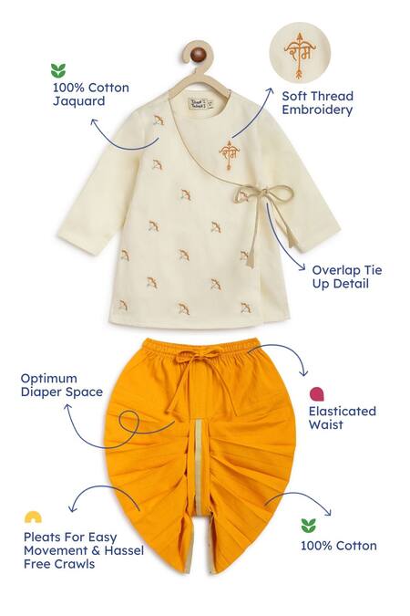 Tiber Taber Cream Cotton Embroidery Divine Bow Kurta And Dhoti Pant Set Online at Aza Fashions Tiber Taber_Cream Cotton Embroidery Divine Bow Kurta And Dhoti Pant Set _Online_at_Aza_Fashions