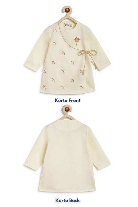 Buy Tiber Taber Cream Cotton Embroidery Divine Bow Kurta And Dhoti Pant Set Online at Aza Fashions Buy_Tiber Taber_Cream Cotton Embroidery Divine Bow Kurta And Dhoti Pant Set _Online_at_Aza_Fashions