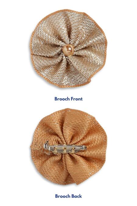 Shop Tiber Taber Blue Viscose Brooches, Lace O Desi Girl Pre-stitched Saree With Blouse Shop_Tiber Taber_Blue Viscose Brooches, Lace O Desi Girl Pre-stitched Saree With Blouse