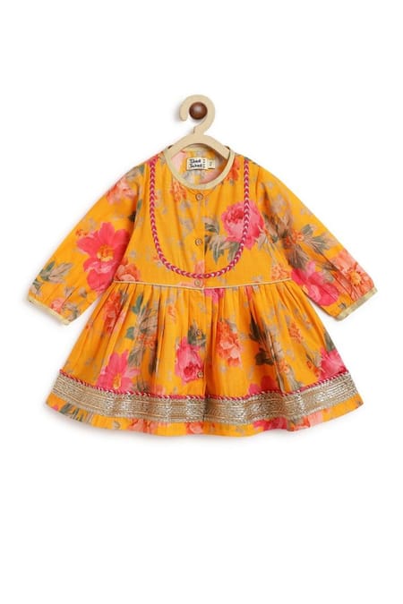 Tiber Taber Yellow Cotton Lace, Embroidery Garden Bloom Anarkali With Salwar Online at Aza Fashions Tiber Taber_Yellow Cotton Lace, Embroidery Garden Bloom Anarkali With Salwar _Online_at_Aza_Fashions