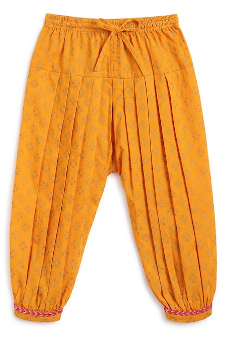 Buy Tiber Taber Yellow Cotton Lace, Embroidery Garden Bloom Anarkali With Salwar Buy_Tiber Taber_Yellow Cotton Lace, Embroidery Garden Bloom Anarkali With Salwar