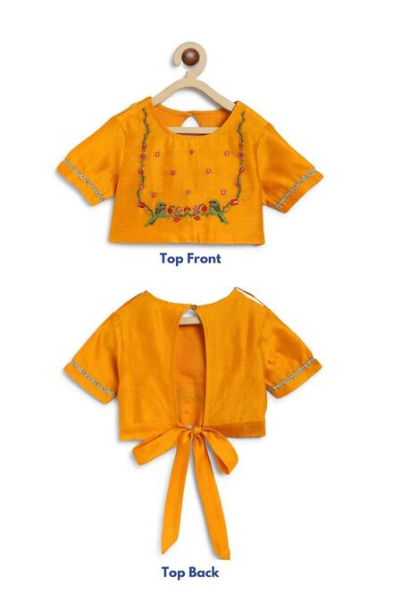 Buy Tiber Taber Red Cotton, Chanderi Cotton, Silk Lace, Floral Fun Print Flared Lehenga Set Buy_Tiber Taber_Red Cotton, Chanderi Cotton, Silk Lace, Floral Fun Print Flared Lehenga Set