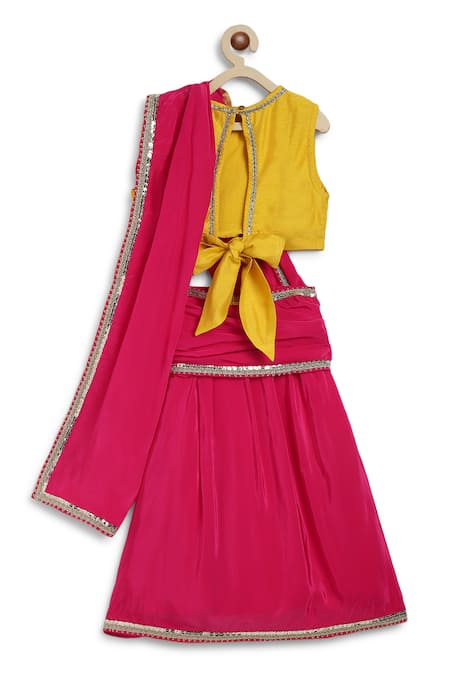 Tiber Taber Lace Embellished Pink Pre-Stitched Saree Set 