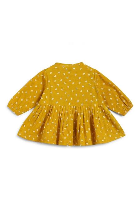 Buy Tiber Taber Yellow Cotton Bandhani Polka Top And Culotte Set Online at Aza Fashions Buy_Tiber Taber_Yellow Cotton Bandhani Polka Top And Culotte Set _Online_at_Aza_Fashions