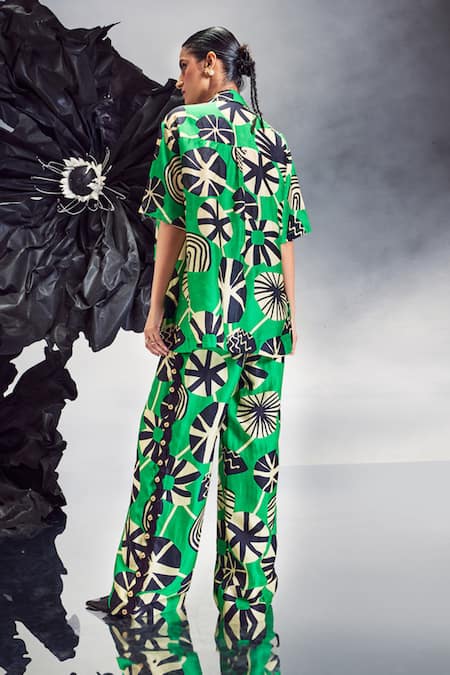 Maison Blu Rick Rack Studded Shirt With Pant 