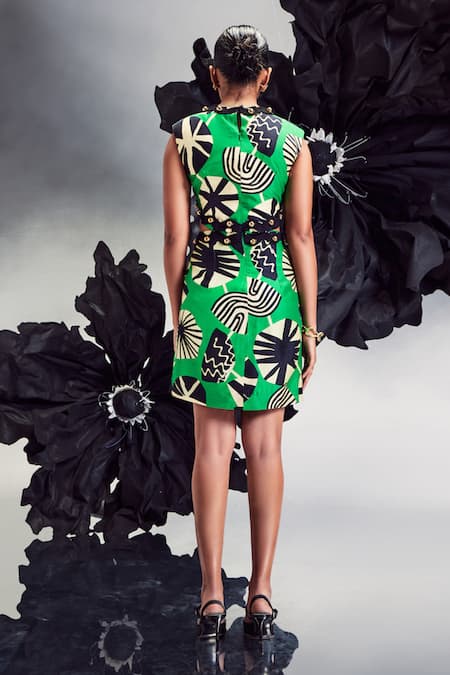 Maison Blu Rick Rack Studded Mini Dress 