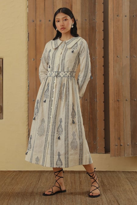 MUVAZO Boteh Print A-Line Dress 