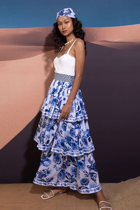 Pop Sugar Enchanted Azure Blossom Layered Skirt 