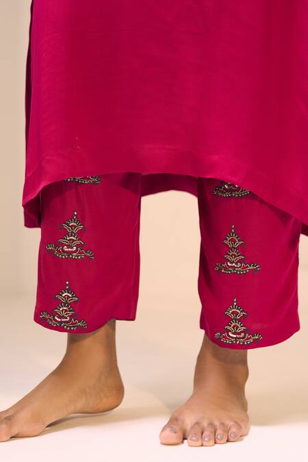 Shop Sarang Kaur Pink Satin, Georgette, Silk Sequins, Beads, Embroidery Anya Kurta With Pant Online at Aza Fashions Shop_Sarang Kaur_Pink Satin, Georgette, Silk Sequins, Beads, Embroidery Anya Kurta With Pant _Online_at_Aza_Fashions