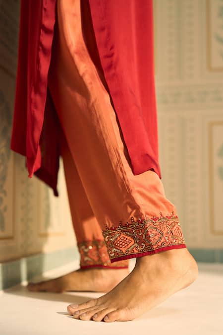 Buy Sarang Kaur Red Satin, Georgette, Silk Sequins, Beads, Embroidery Seerat Kurta With Pant Online at Aza Fashions Buy_Sarang Kaur_Red Satin, Georgette, Silk Sequins, Beads, Embroidery Seerat Kurta With Pant _Online_at_Aza_Fashions