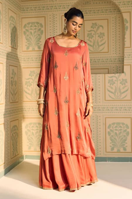 Sarang Kaur Chavi Embroidered Kurta With Gharara 