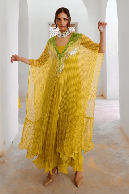 Pallavi Jaipur Ombre Sequin Embroidered Kaftan 