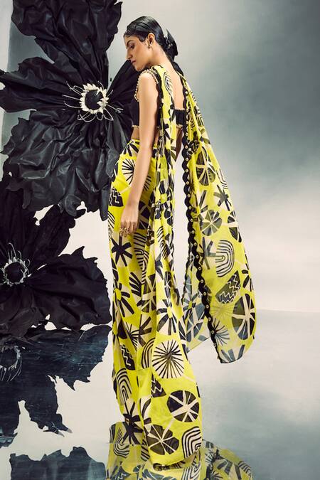 Maison Blu Abstract Geometric Draped Skirt & Bustier Set 