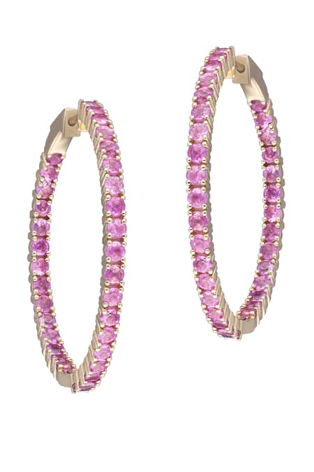 KAJ Fine Jewellery 18KT Yellow Gold Sapphire Embellished Hoops 