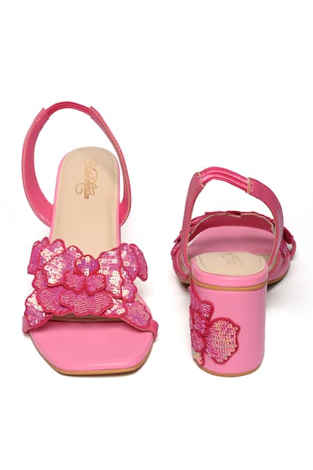 Buy Sole House Pink Sequins Valentina Blossom Embellished Block Heels Online at Aza Fashions Buy_Sole House_Pink Sequins Valentina Blossom Embellished Block Heels _Online_at_Aza_Fashions